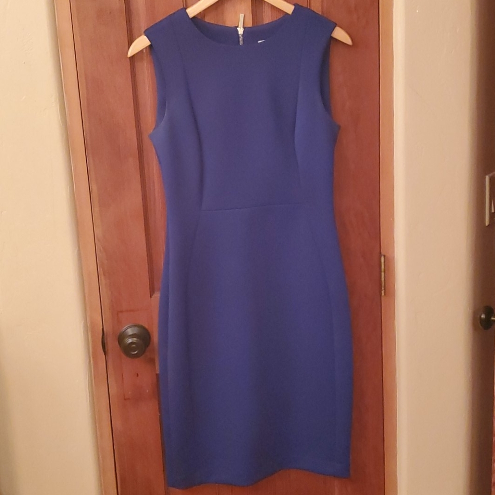Royal blue bodycon scuba midi